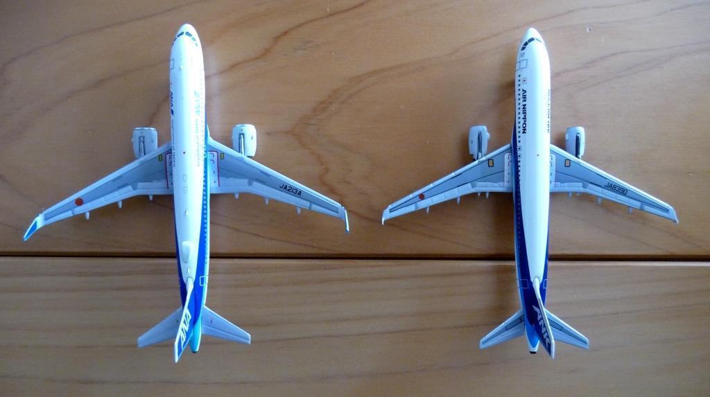 ANA A320neo JA213A 1/400スケールモデルとA320-211(従来型 ANA A320neo JA213A 1/400スケールモデルとA320-211(従来型