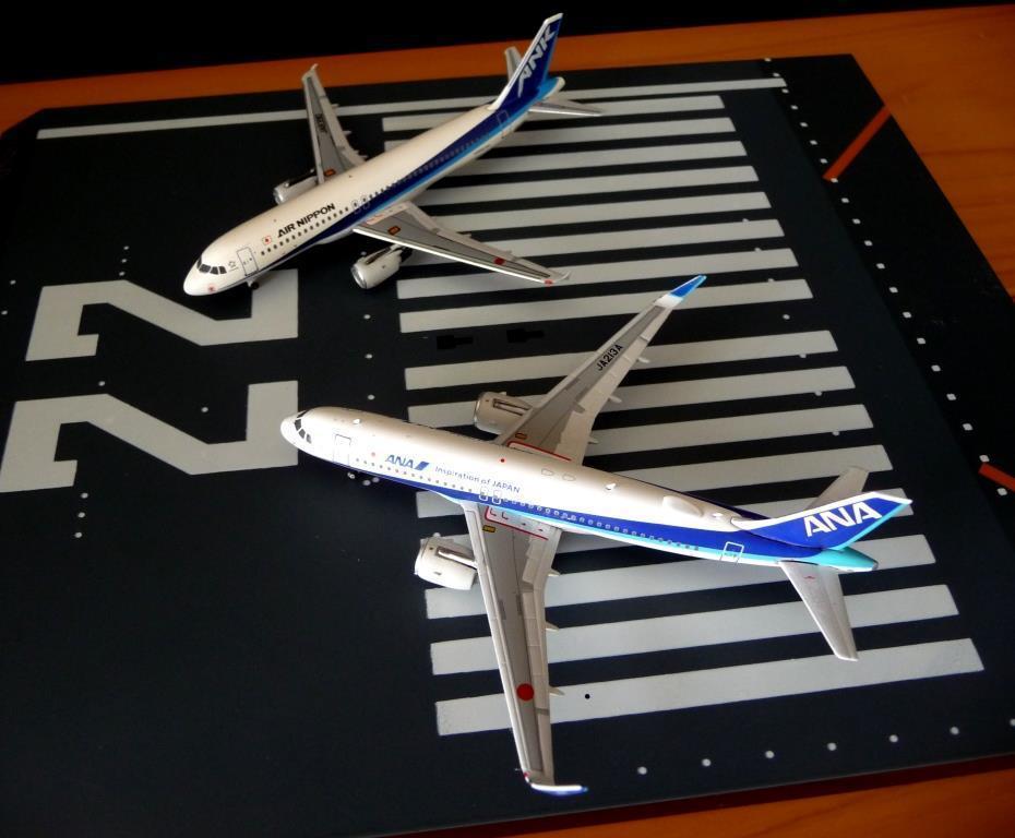 ANA A320neo JA213A 1/400スケールモデルとA320-211（従来型）JA8390 1